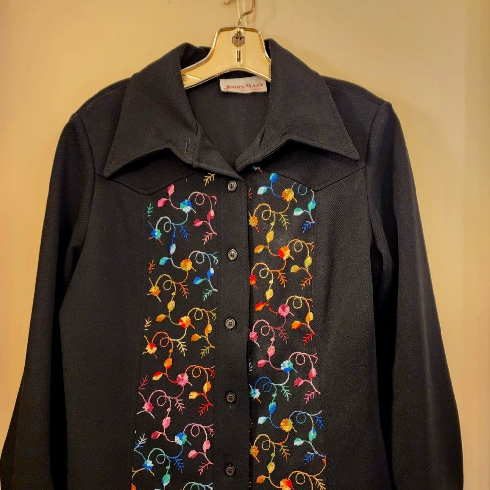 Jerry Mann of California Womens Embroidered Black Jacket (unlined)